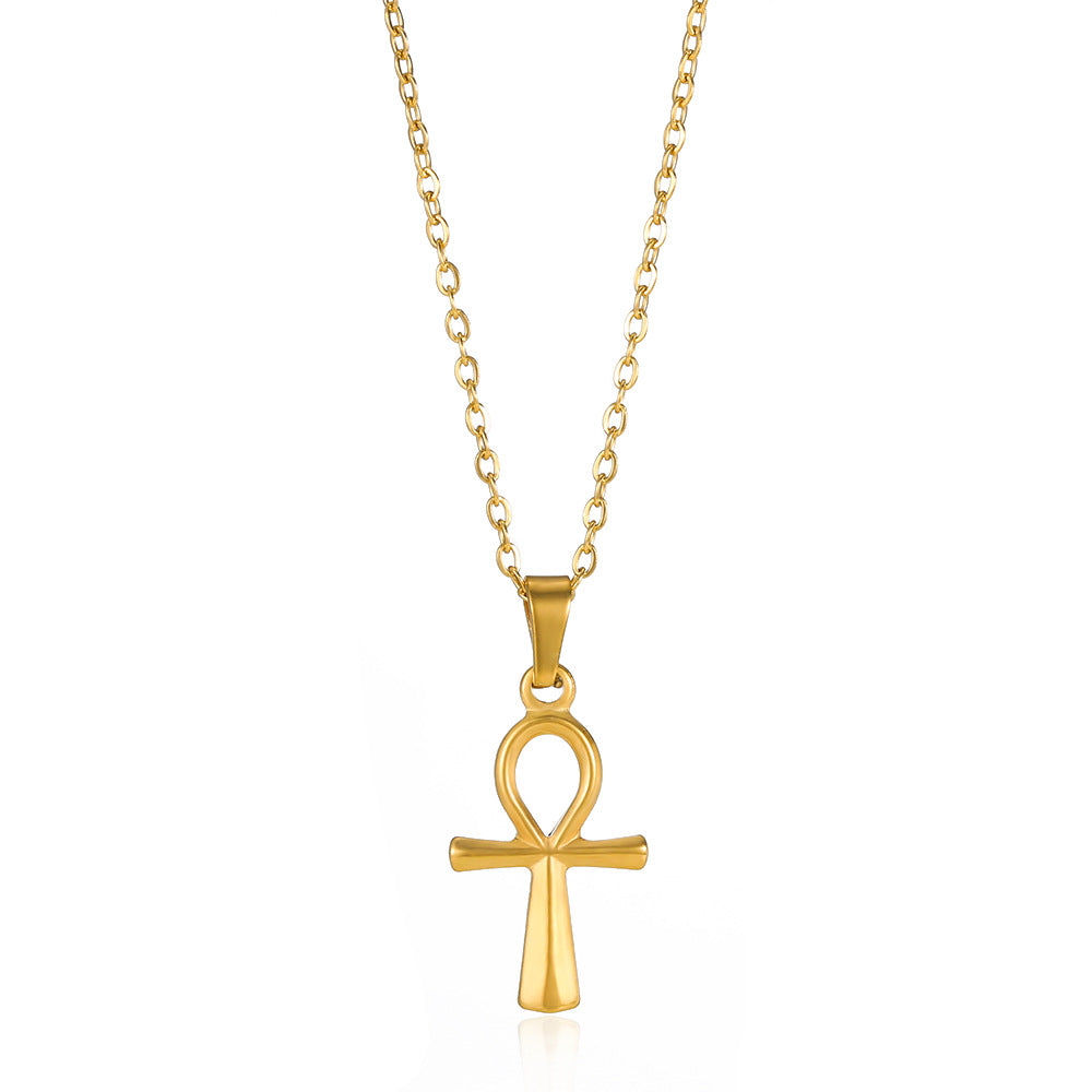 Gold Ankh Symbol Pendant Necklace