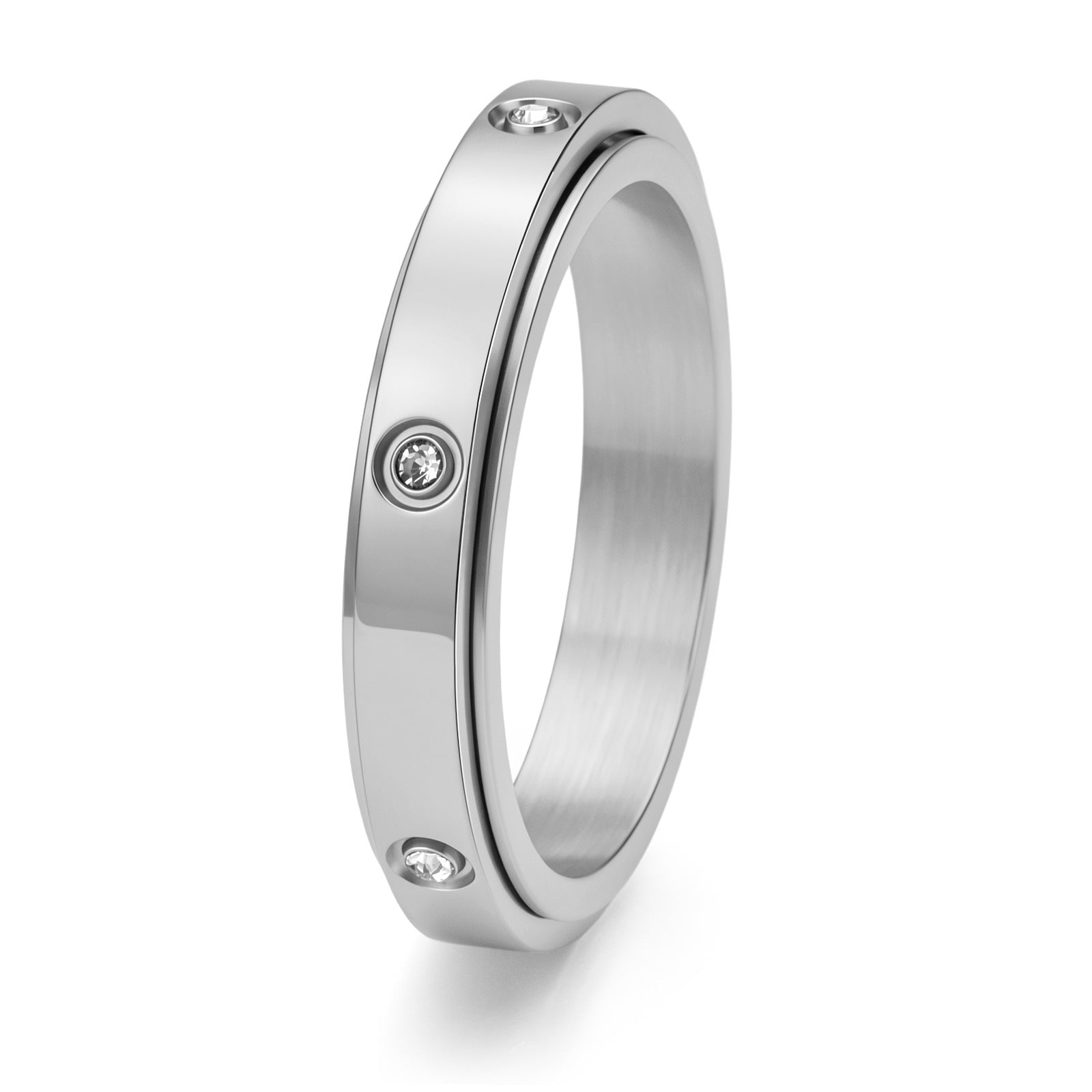Silver Spinner Ring with Crystals
