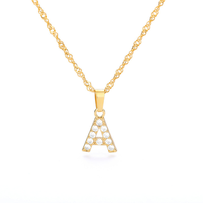 Pave Letter A Pendant Necklace