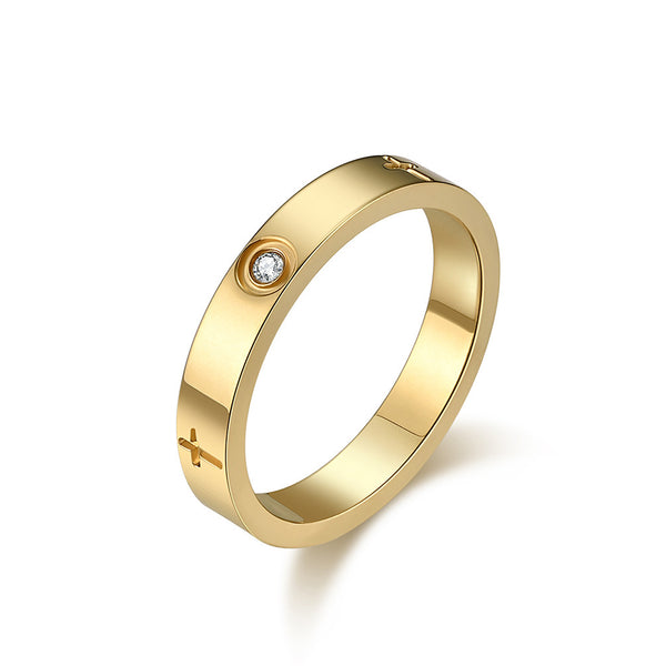 Bezel Stone Cross Ring