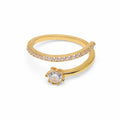 Bypass Ring with Solitaire and Pave