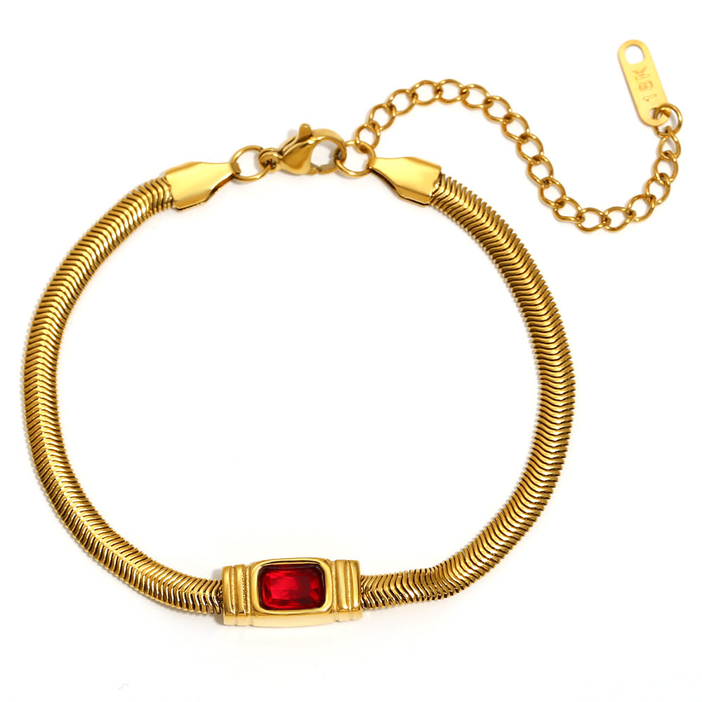 Ruby Gemstone Snake Chain Bracelet