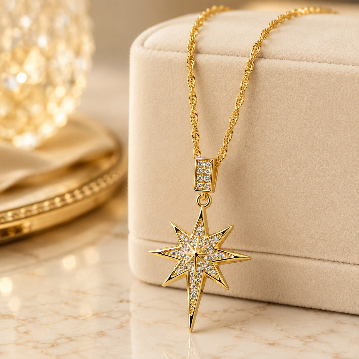Pave Starburst Pendant Necklace