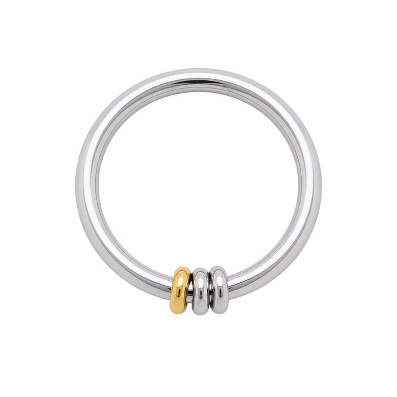 Two-Tone Minimalist Bangle - 18K Gold Plated Stainless Steel