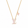 Monogram Logo Pendant Necklace with Flower Charm