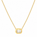 Emerald Cut Bezel Pendant Necklace
