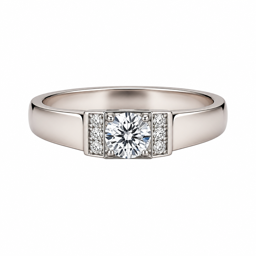 Square Set Moissanite Ring