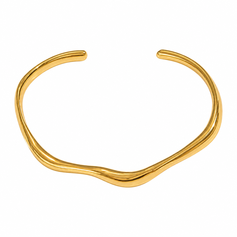 Geometric Open Bangle - Minimalist Stainless Steel Bracelet