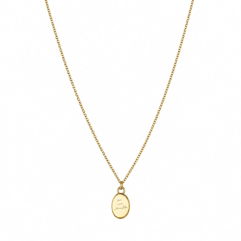 Oval Pendant Rope Necklace - Vintage Stainless Steel Jewelry