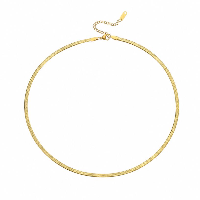 Gold Herringbone Chain Necklace