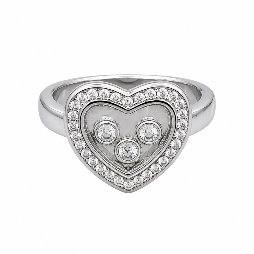 Floating Crystal Heart Ring