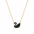 Pave Black Swan Pendant Necklace