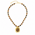 Tiger's Eye Beaded Pendant Necklace